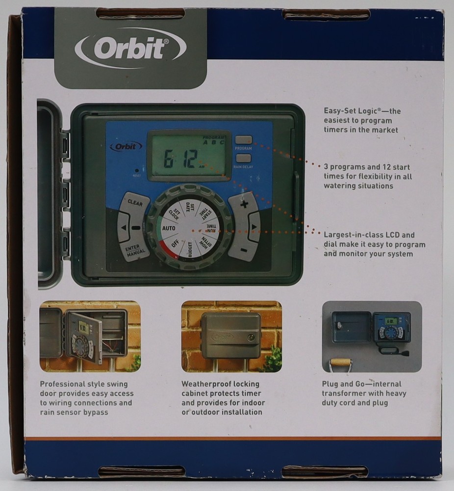 Orbit Easy-Set Logic® Indoor/Outdoor Sprinkler Timer/Controller. Open Box No Key