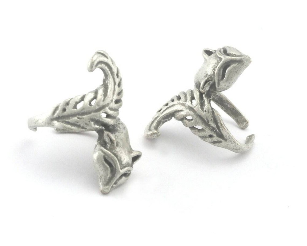 Fox Ring Adjustable Antique Silver Plated Brass (16mm 6US inner size) 3220