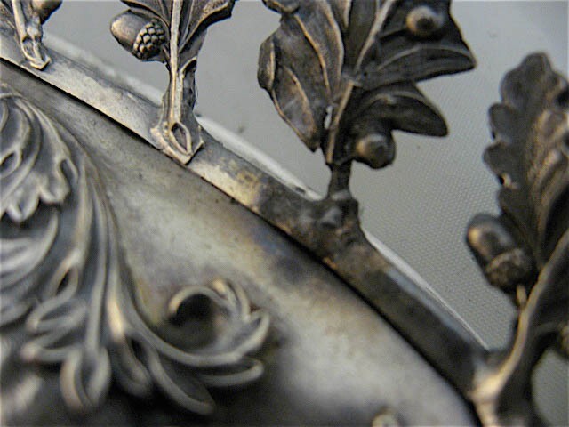Antique German Solid Silver Bread Tray or Basket Naturalistic Rococo Design 9.4