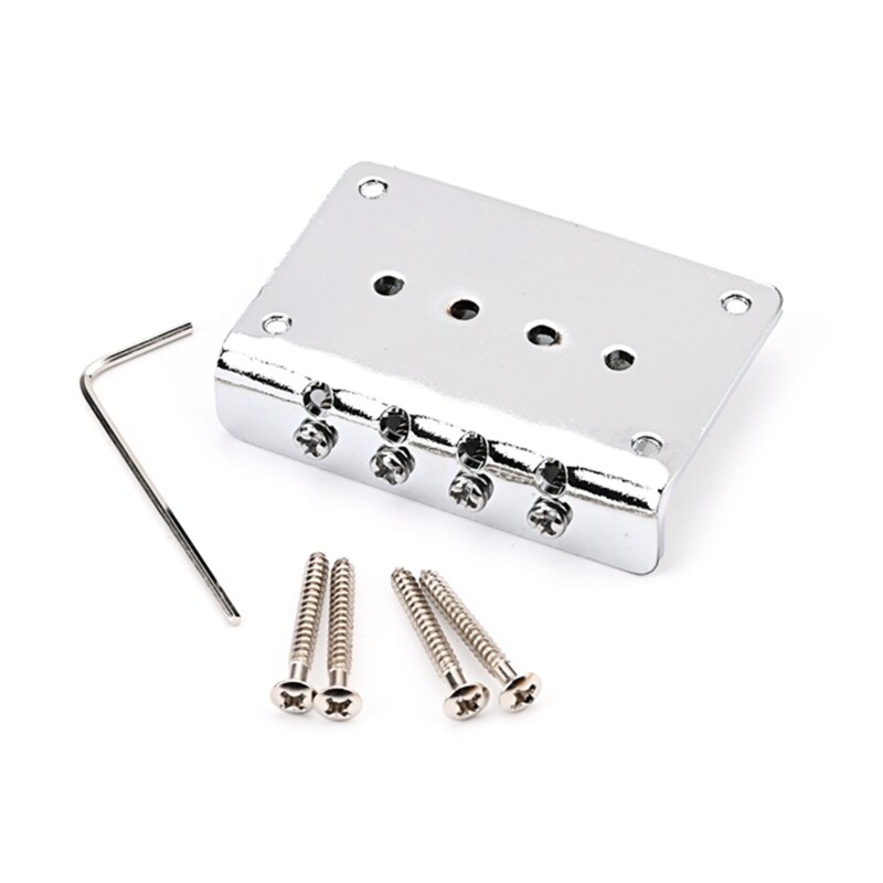 Electric Guitar Bridge 4 String Fixed Hardtail Guitar Bridge Replacement Parts