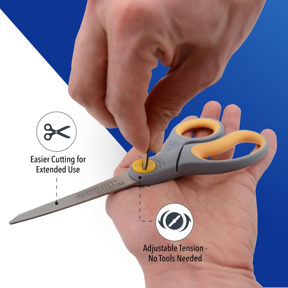 8” Titanium Bonded Scissors with Adjustable Glide and Soft Handle, 2Pack Dura...