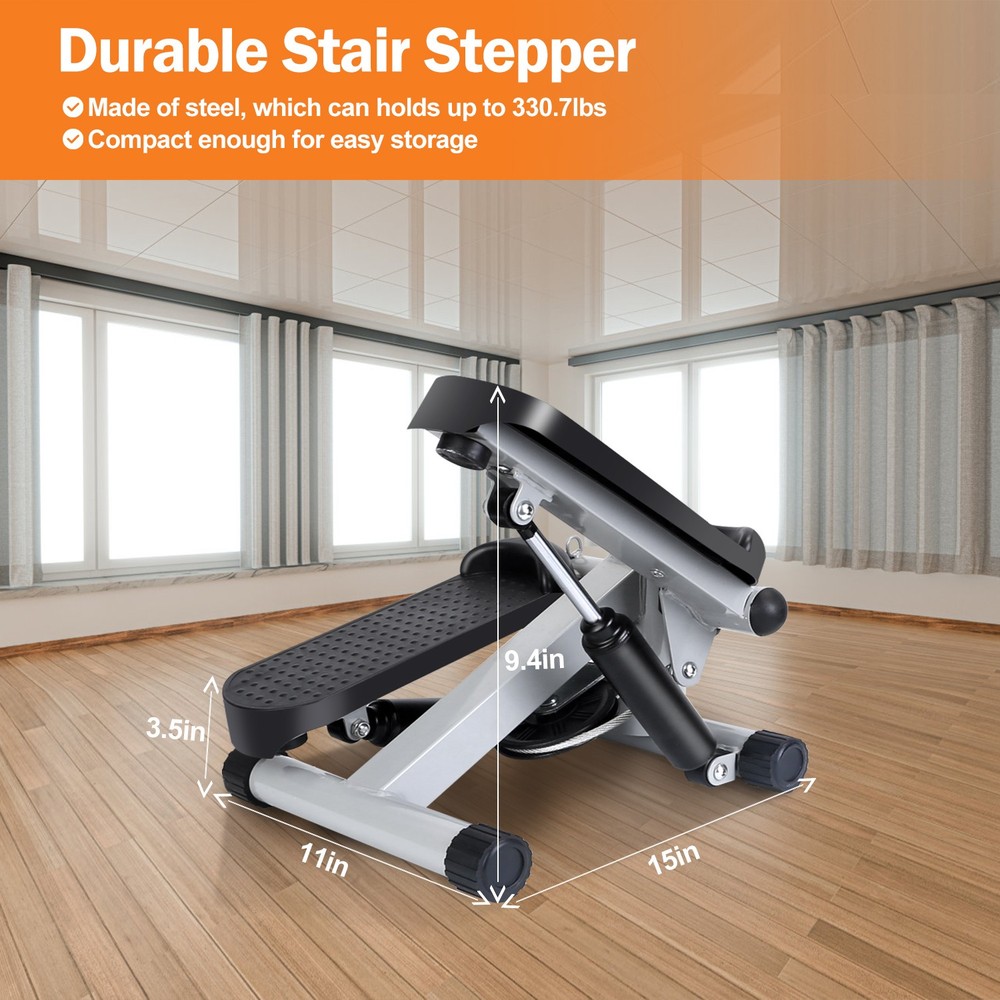 Mini Stair Stepper Featuring Dual Resistance Bands &LCD Display For Home