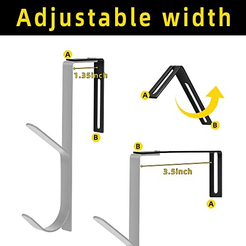 Wehhbtye Adjustable Double Coat Hooks,Thick Cubicle Wall Coat Hook,Metal 2pcs
