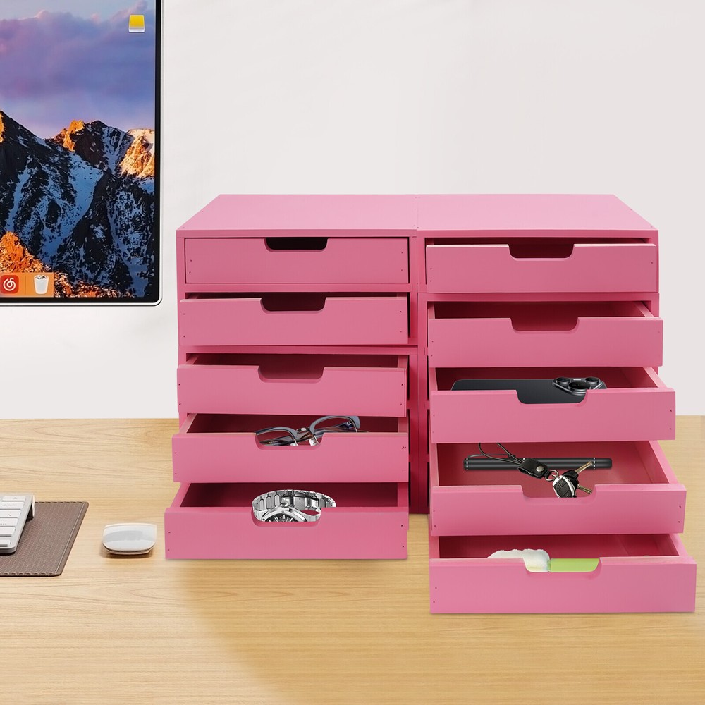 Office Multi-level Drawer Tabletop Storage Organizer 4-piece Drawer Cabinet