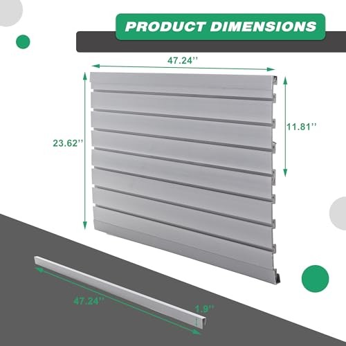 Slatwall Panel Garage Wall Organizer Storage Systems, Wall Mounted 4×2ft Grey