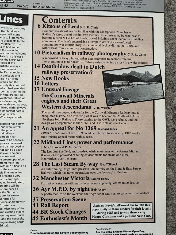 Railway World Magazine - 1984 - 4 issues