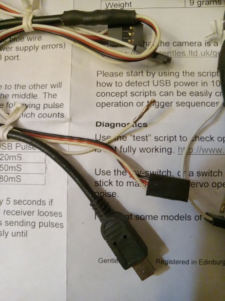 GentLED IR-CHDK2 cables Bin. For Cannon, Diydrones, Drone.