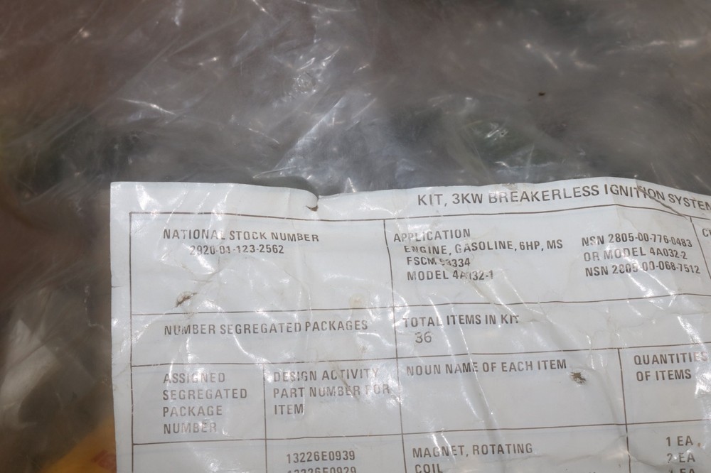NOS USGI 3KW MEP generator 4A032 6 HP mil std engine breakerless ignition kit