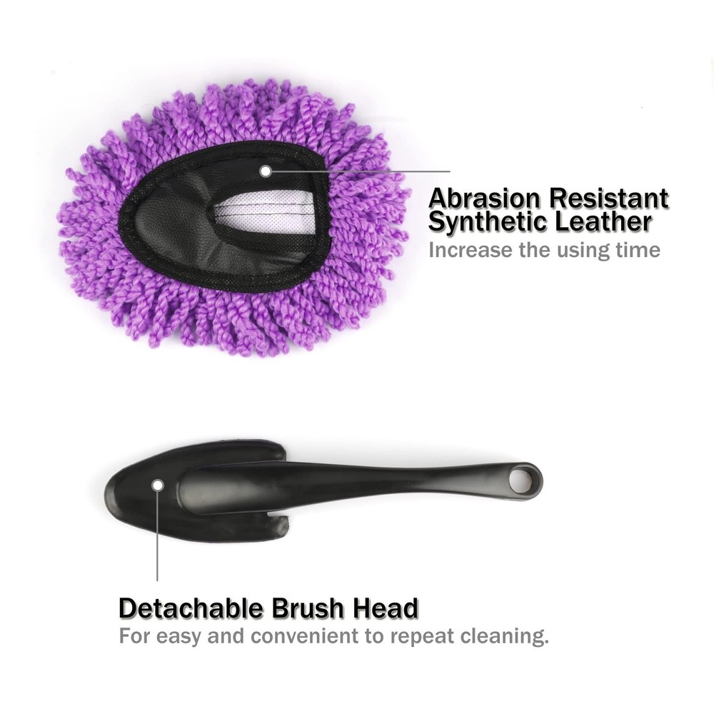 Amiss 2 Pack Mini Microfiber Car Dash Duster Brush, Multi-Functional Car Clea...