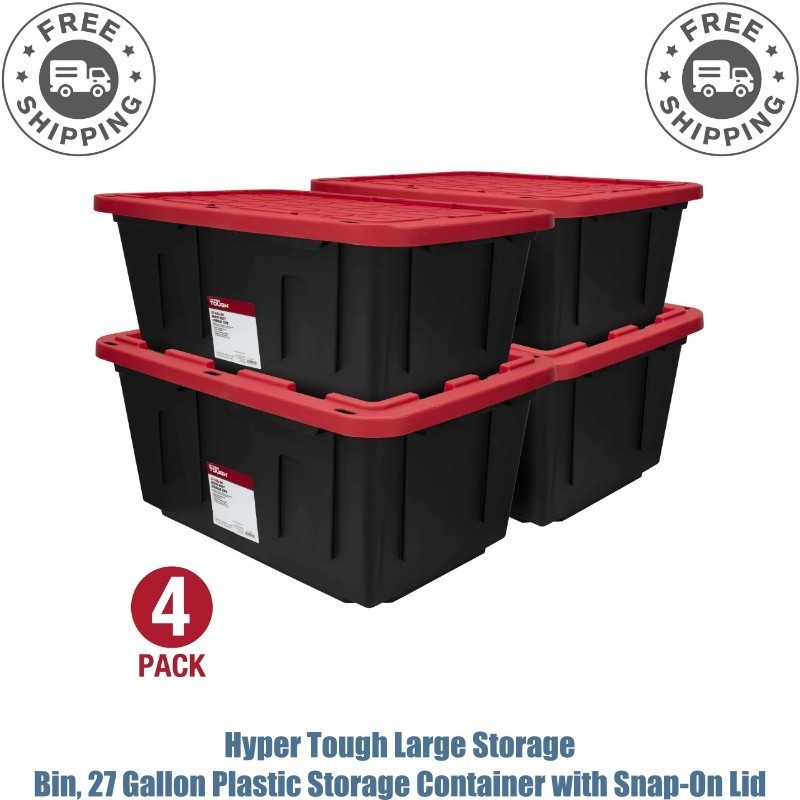 Hyper Tough Large Storage Bin, 27 Gallon Plastic Storage Container