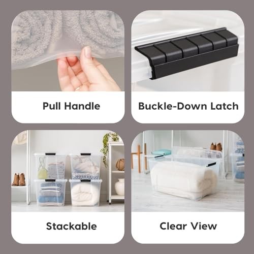 Stackable Plastic Storage Bins with Lids - BPA-Free, Made 94 Qt Clear 2 Pack