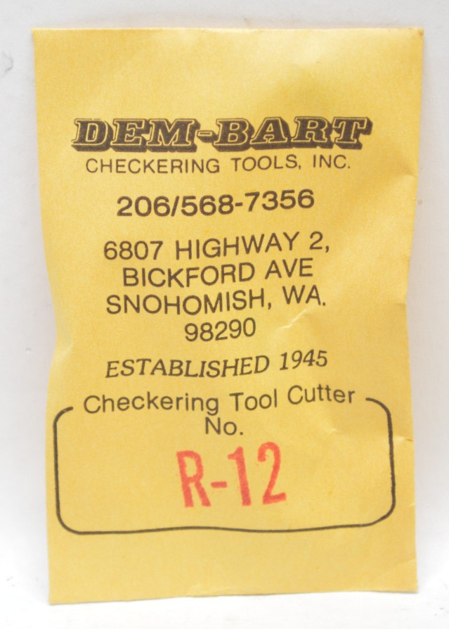 Dem-Bart-Checkering Tool Cutter - No. R-12   New