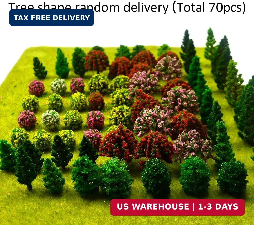 70pcs Mini Model Trees Mixed Miniature Trees Model Train Scenery Artificial Warg