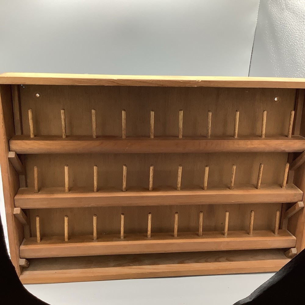 Large 30 Spool Solid Wood Custom Made Thread Rack Wall Mount, Angled Access Xl 1