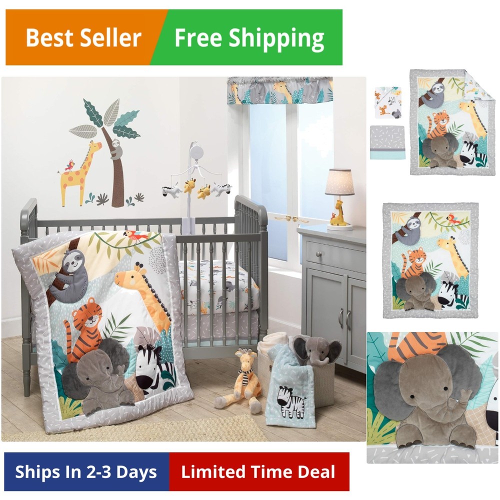 Mighty Jungle 3Piece Crib Bedding Set, Multicolor 283003V