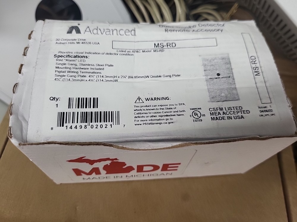 Advanced MS-RD DUCT SMOKE DETECTOR REMOTE ACCESSORY