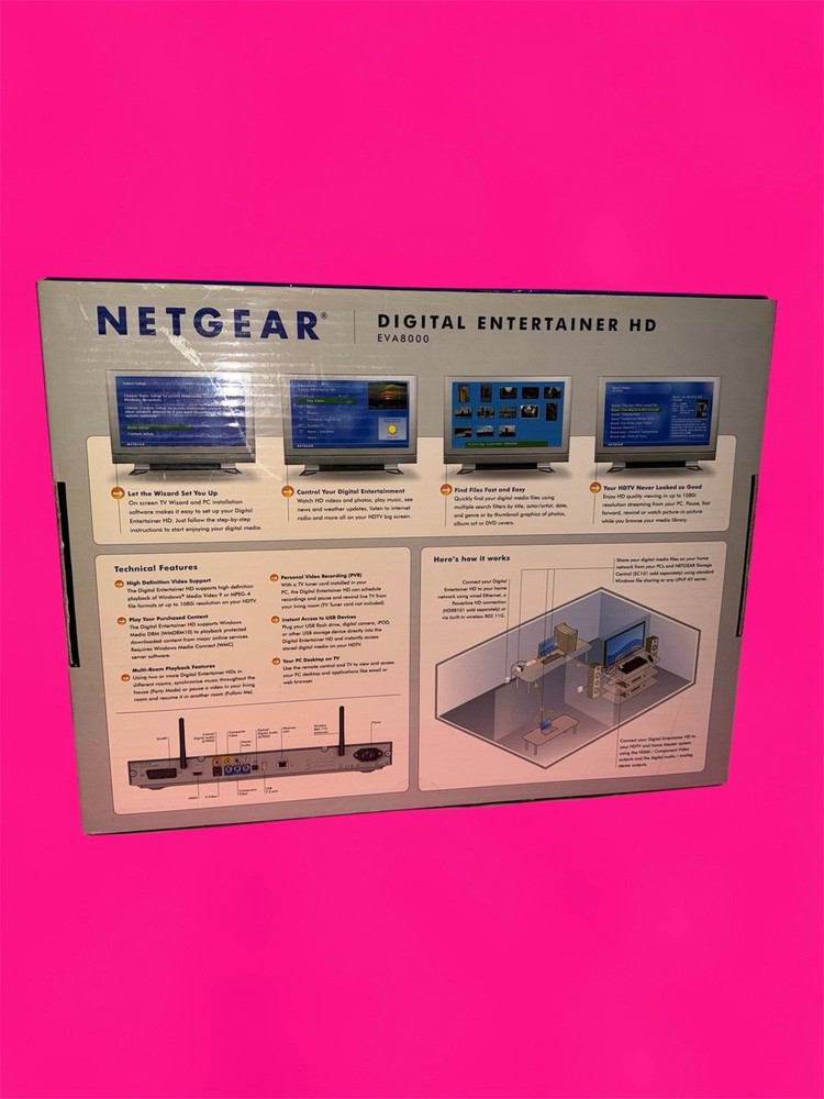 NETGEAR HD EVA8000 DIGITAL ENTERTAINER MULTIMEDIA RECEIVER OPEN BOX
