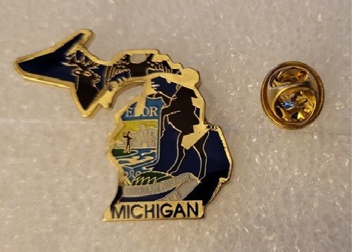 (2 PACK) Michigan State Flag Map lapel pin