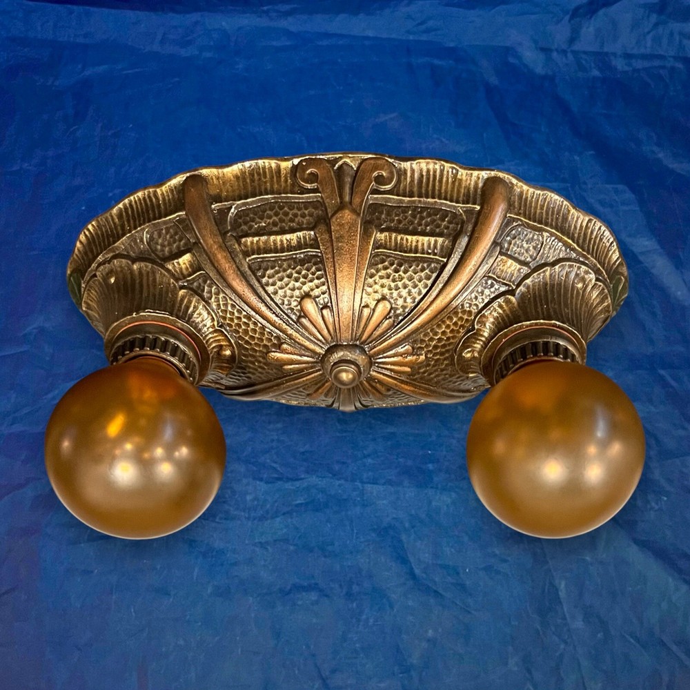 Single Flush Mount Fixture Rare Antique Light Hammered 51C