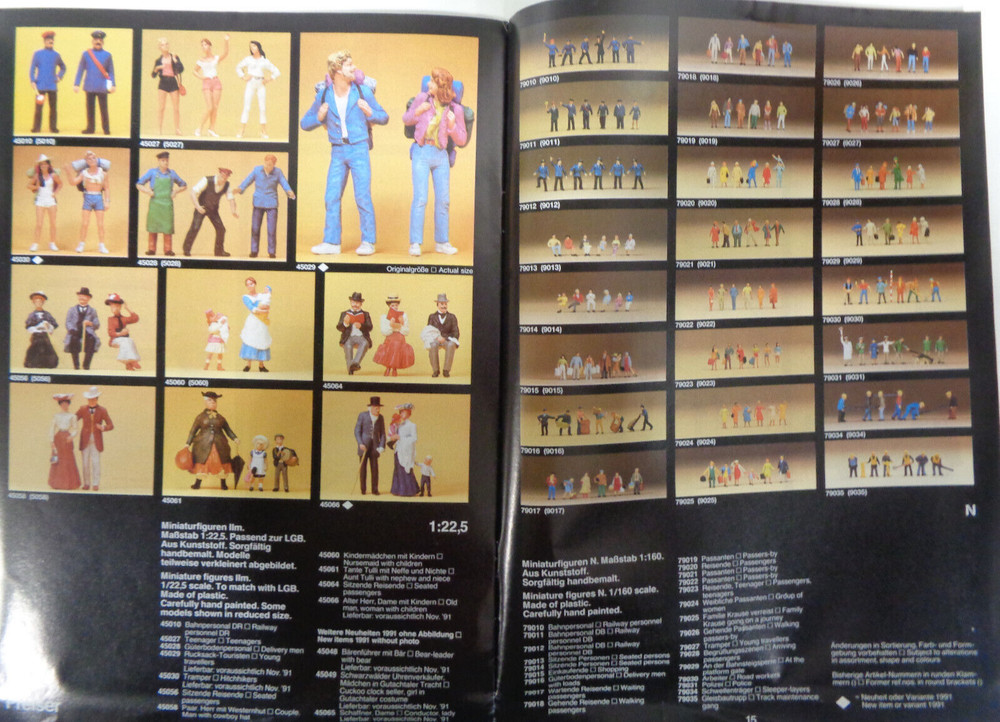 PREISER 1991 CATALOG PK20 TRAIN FIGURES MINIATURES HO + N CATALOG
