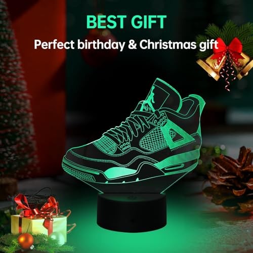 3D Sneaker LED Night Light, 7 Colors Changing Lamp with Remote Control, USB or