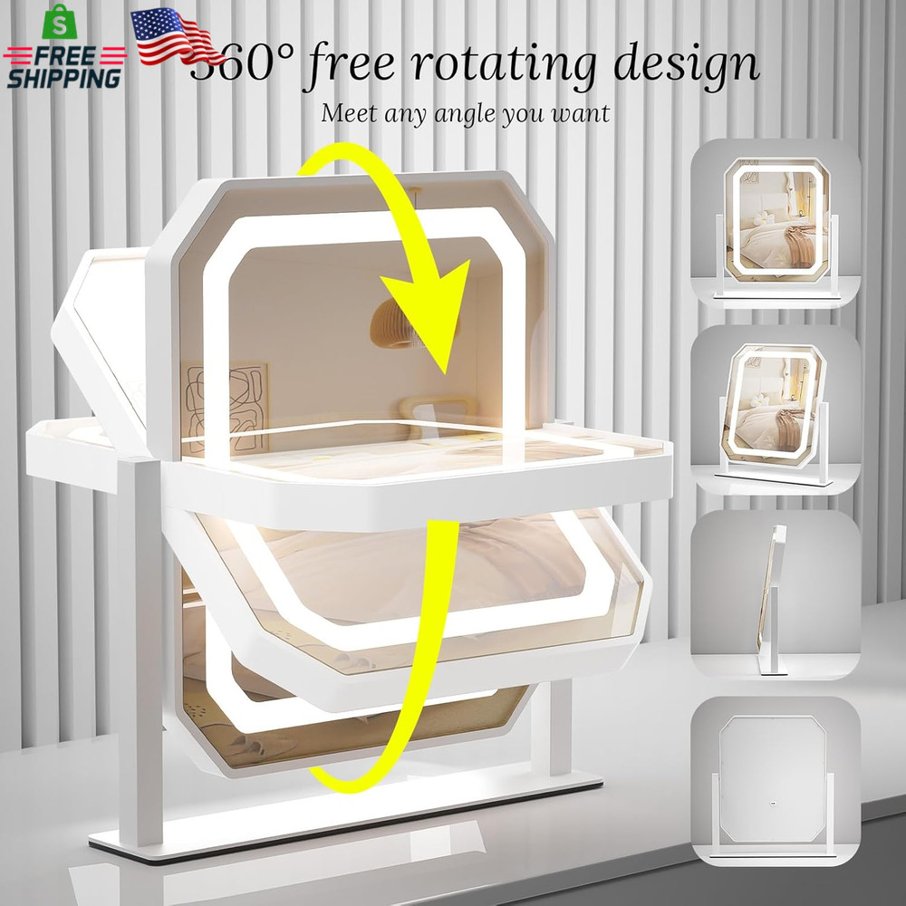 Lighted Makeup Mirror, 3 Colors for Precise Application, Touch Control Brightnes