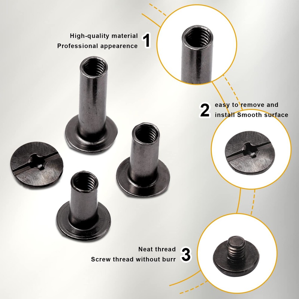 80 Sets Chicago Screw Leather Rivets Assorted Kit Chicago Binding Screws 5 Sizes