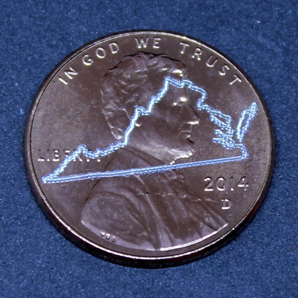 Lucky penny with Virginia engraved