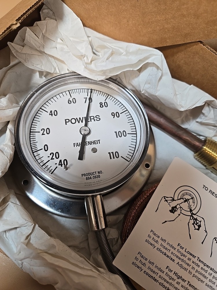 Powers Process Controls Model 894-3930 Thermometer 3.5 DIA New Old Stock