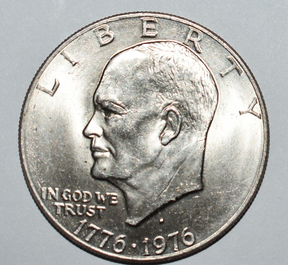 1776-1975 One Dollar Filled D Dual Date Eagle Moon Eisenhower Initials Error