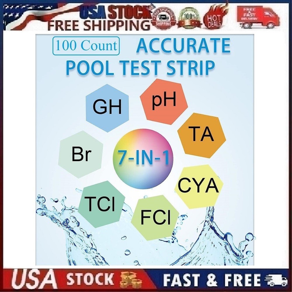 WEBEST Accurate Pool & Spa Test Strips - 7 in 1 Chemical Testing - 100 strips
