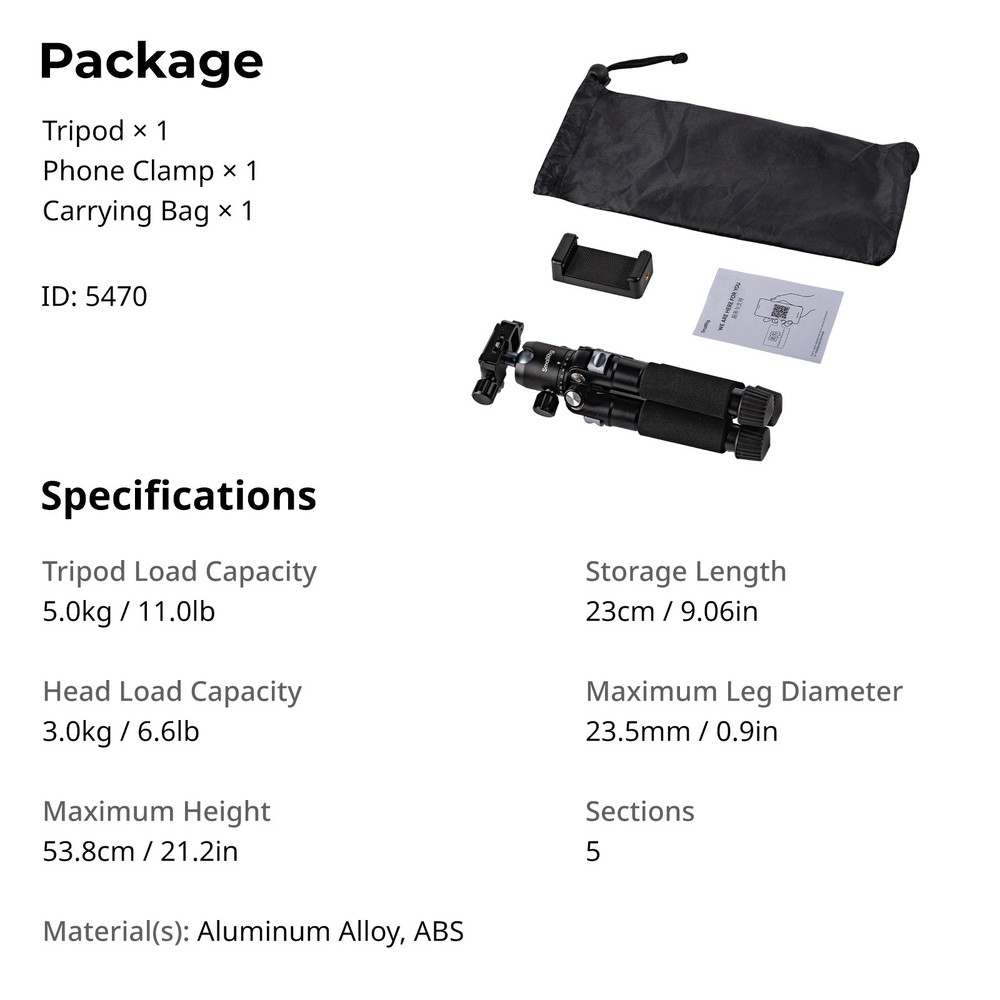 SmallRig VT-20Pro Portable Desktop Tripod 5470