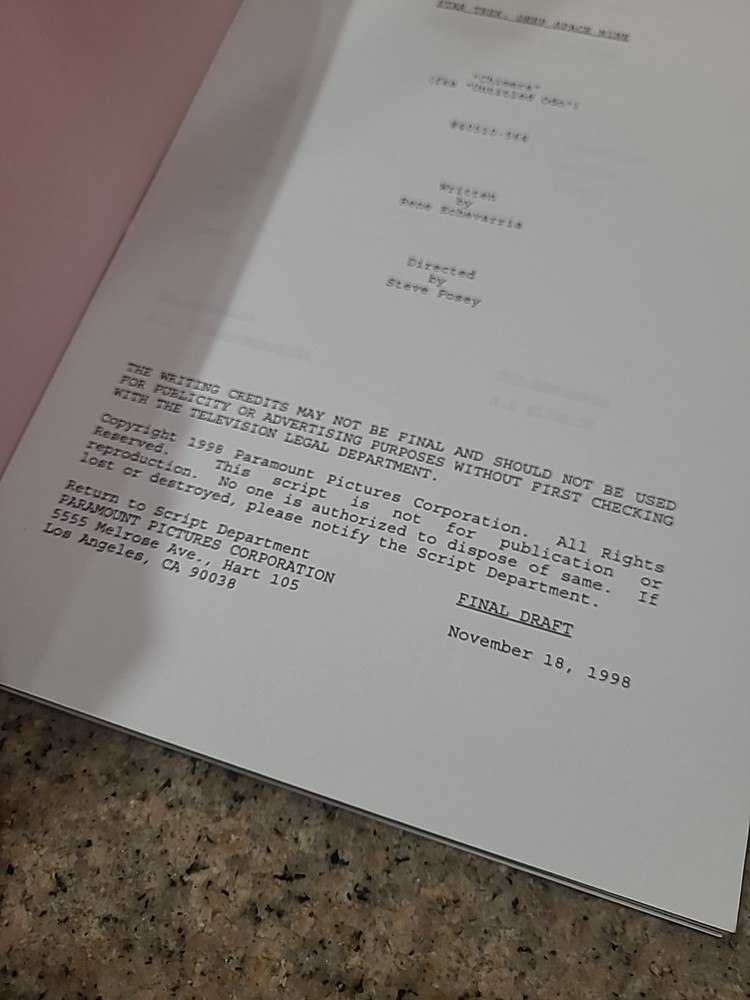 Star Trek Deep Space Nine Original Final Draft Script -'Chimera' used on Set DS9