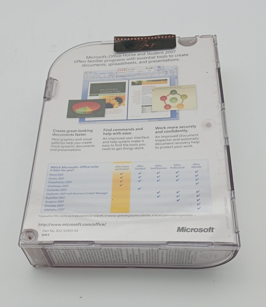 Microsoft MS Office 2007 Home and Student Licensed for 3 PCs