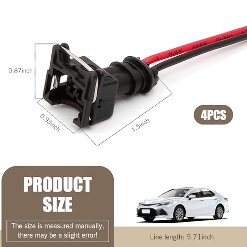 Car Fuel Injector Connector, Standard Specification Injector Socket 4 PCS Black