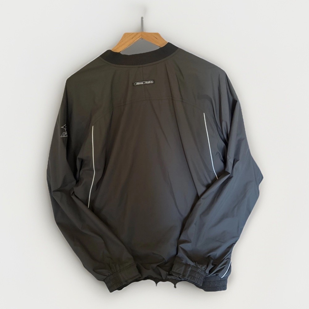Mizuno WindLite Windbreaker Pullover Jacket Mens Large Black Lightweight Golf