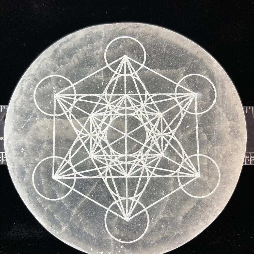 4” Selenite Charging Plate/ Grid Metatrons cube