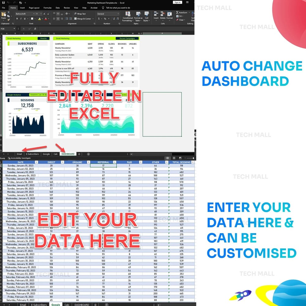 12 EXCEL KPI Data Dashboard | EXCEL Dashboard | Ready to use | Multipurpose use