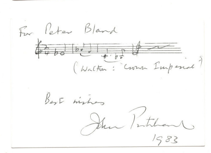 John Pritchard Signed Musical Quotation 1983 / Autographed Conductor