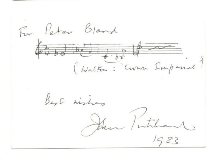 John Pritchard Signed Musical Quotation 1983 / Autographed Conductor