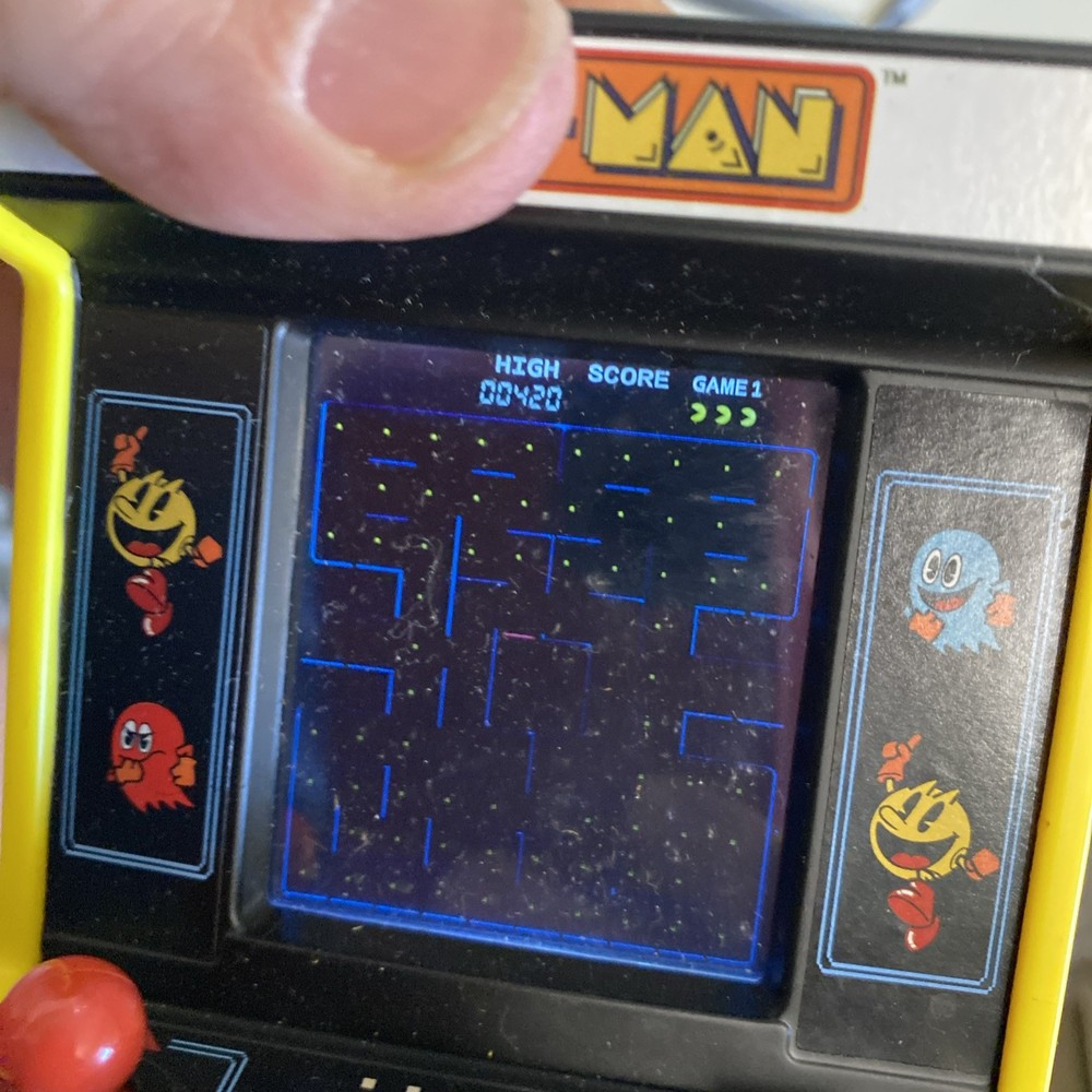 Basic Fun Pac-Man Handheld Mini Arcade Game Bandai Namco Pacman Tested Working