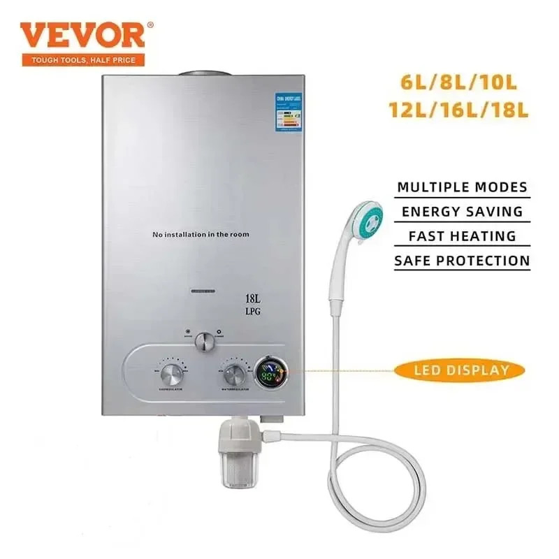 6L-18L Propane Gas Tankless Water Heater, Bathroom Heating Instant,Water Heater