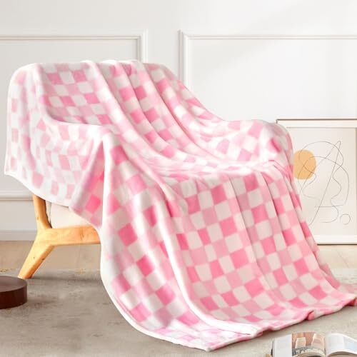 Fleece Throw Blankets, Gradient Pink Buffalo 50“ x60” Gradient Pink Plaid