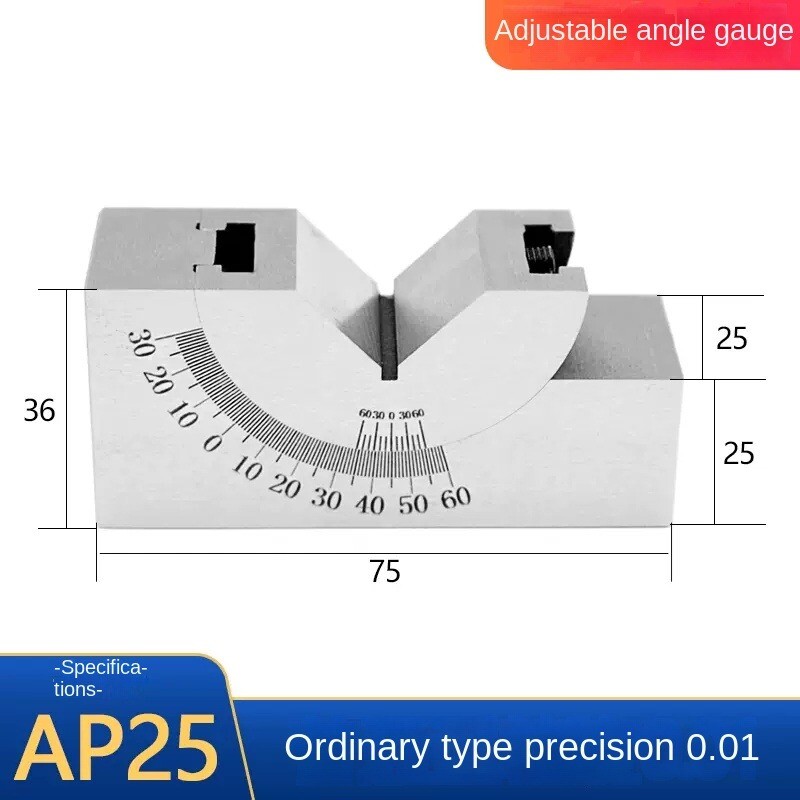 Adjustable Angle Gauge, V-Slope Block Ruler for Milling Machine Setup & Layout