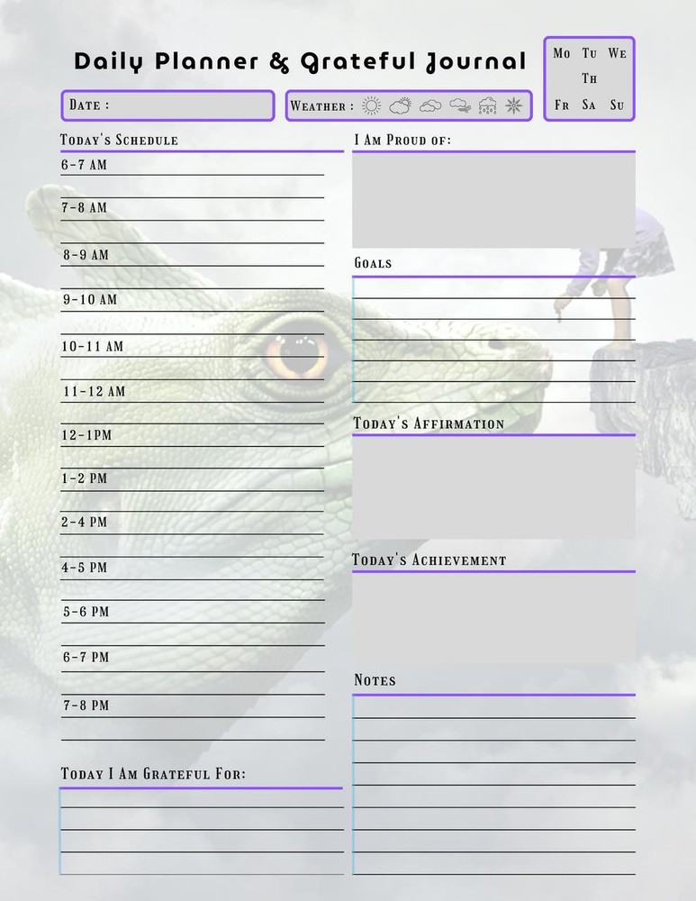Fantasy World Daily Planner & Grateful Themed Journal