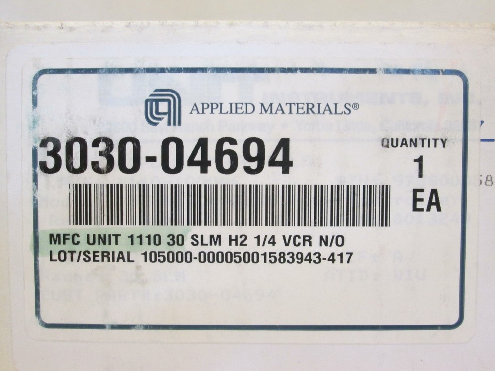 Unit UFC-1110 Mass Flow Controller MFC, H2, 30 SLM, 15 pin