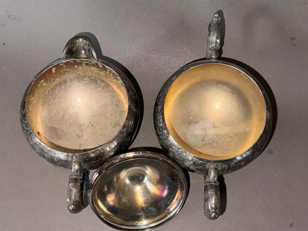 VINTAGE SUGAR BOWL & CREAMER SET SILVERPLATE ROGERS COVERED