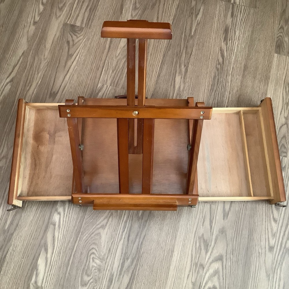 Wood Easel Table-Top Model Adjustable Portable With Double Drawer Handle