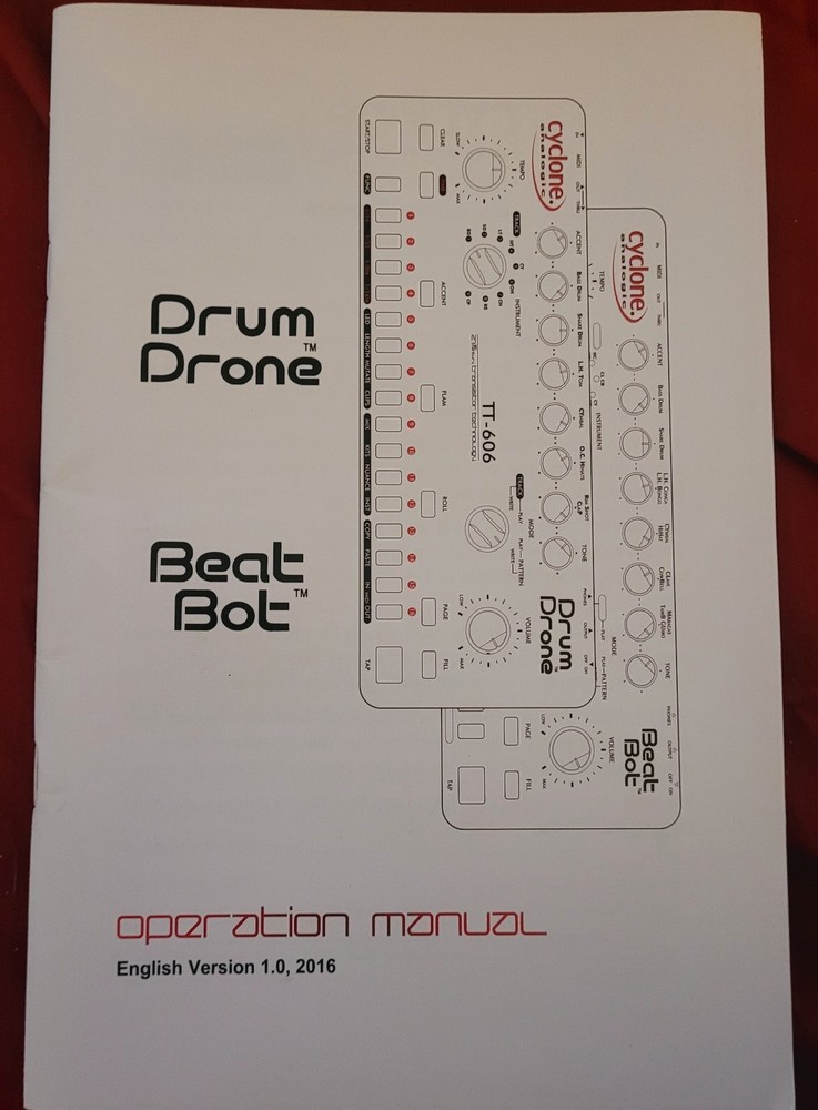Cyclone Analogic TT-78 Beat Bot Analog Drum Machine Programmable Case Manual