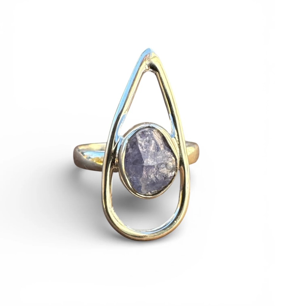 Rough Tanzanite Solid 925 Sterling Silver Ring 8